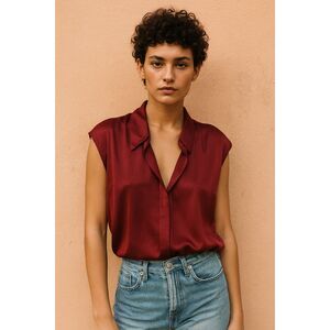 RAMY BROOK Maroon Silk Tank Shirt Blouse Top   Women's Size XS
